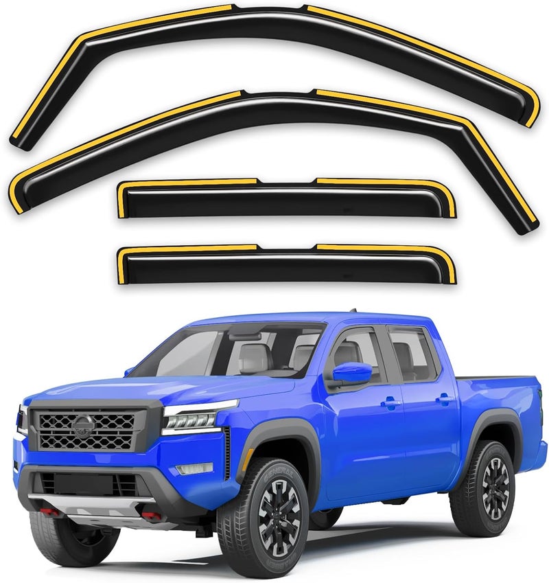 Breejoy in-Channel Rain Guards Fit for Truck Nissan Frontier 2022 2023 2024 2025 2026 Crew Cab Window Rain Guards Visors Vent Visors Window Deflector Vent Shades Car Accessories -4 pcs - Image 1